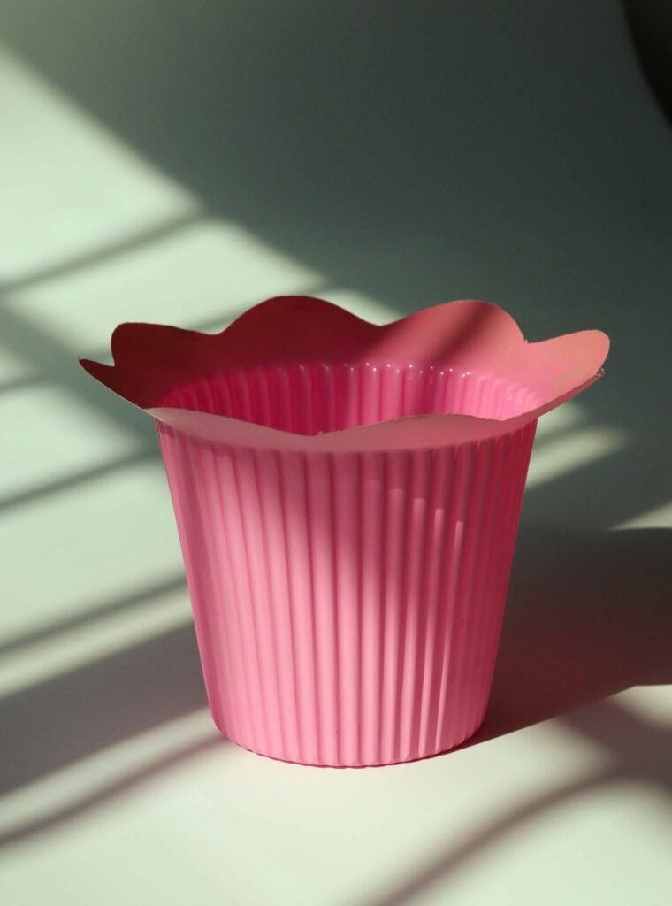 pleated plastic plant pot cover