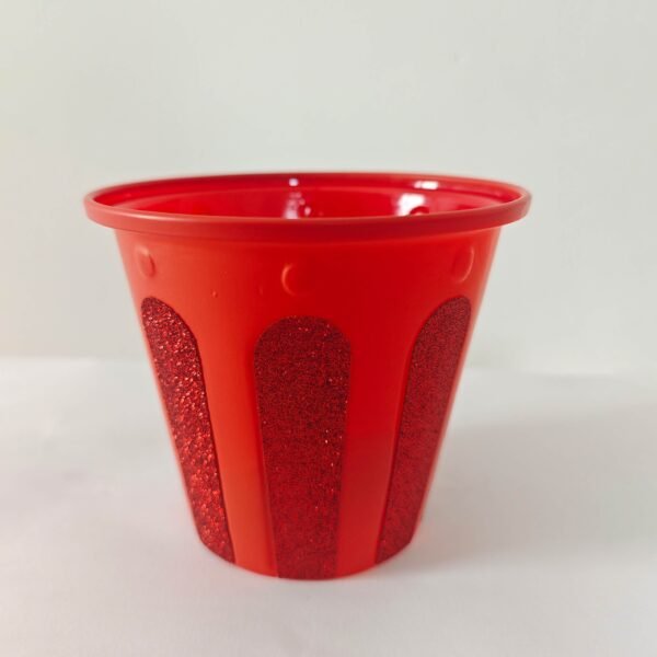 Red Glitter Patchwork Planter Cover