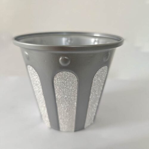 Silver Glitter Patchwork Planter Cover